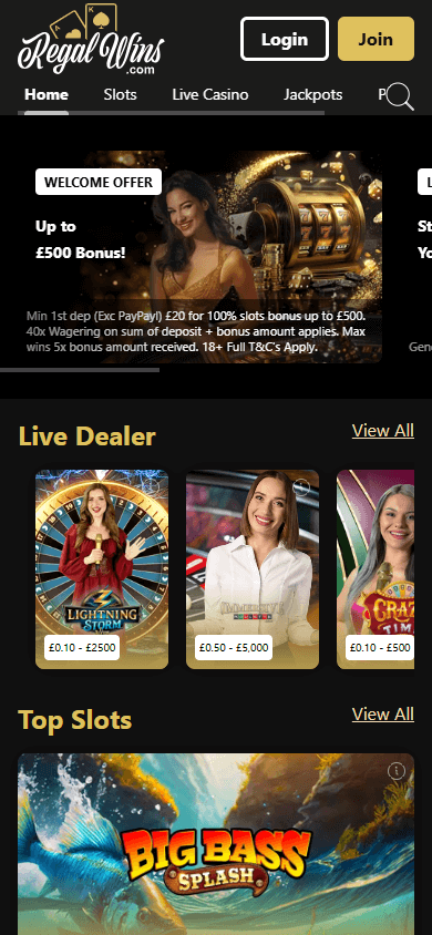 Regal Wins Casino Mobile screenshot